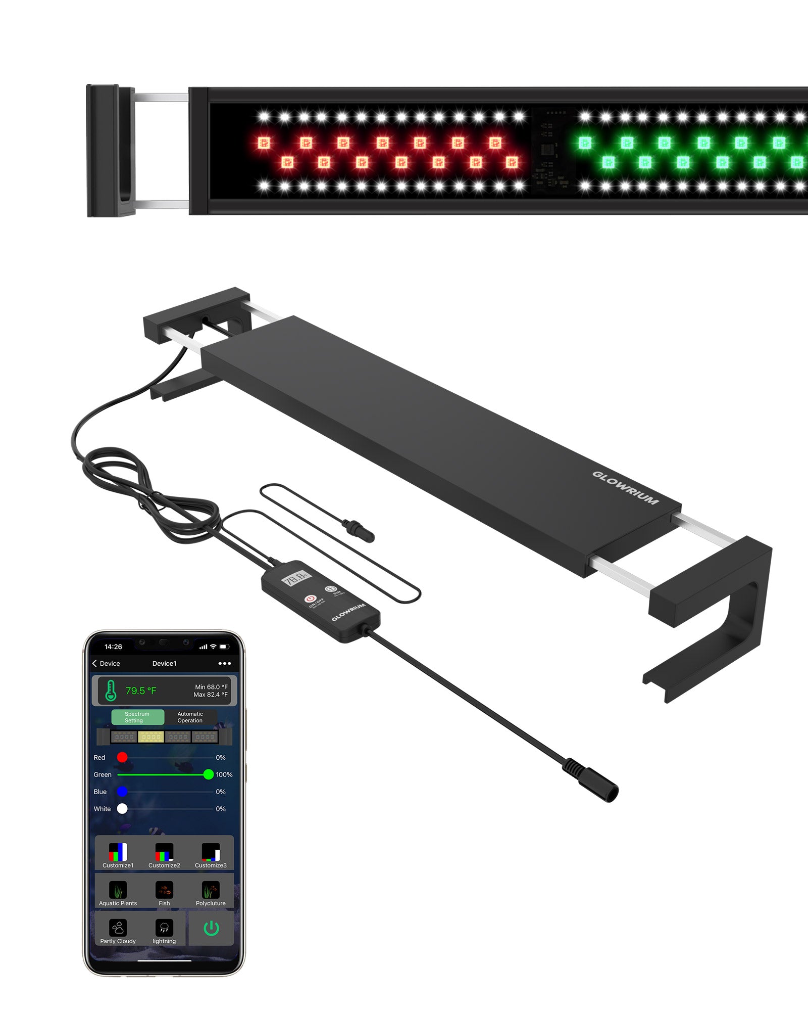 Smart App Wifi+Bluethooth Dimming Aquarium Light with Zone Control-A1