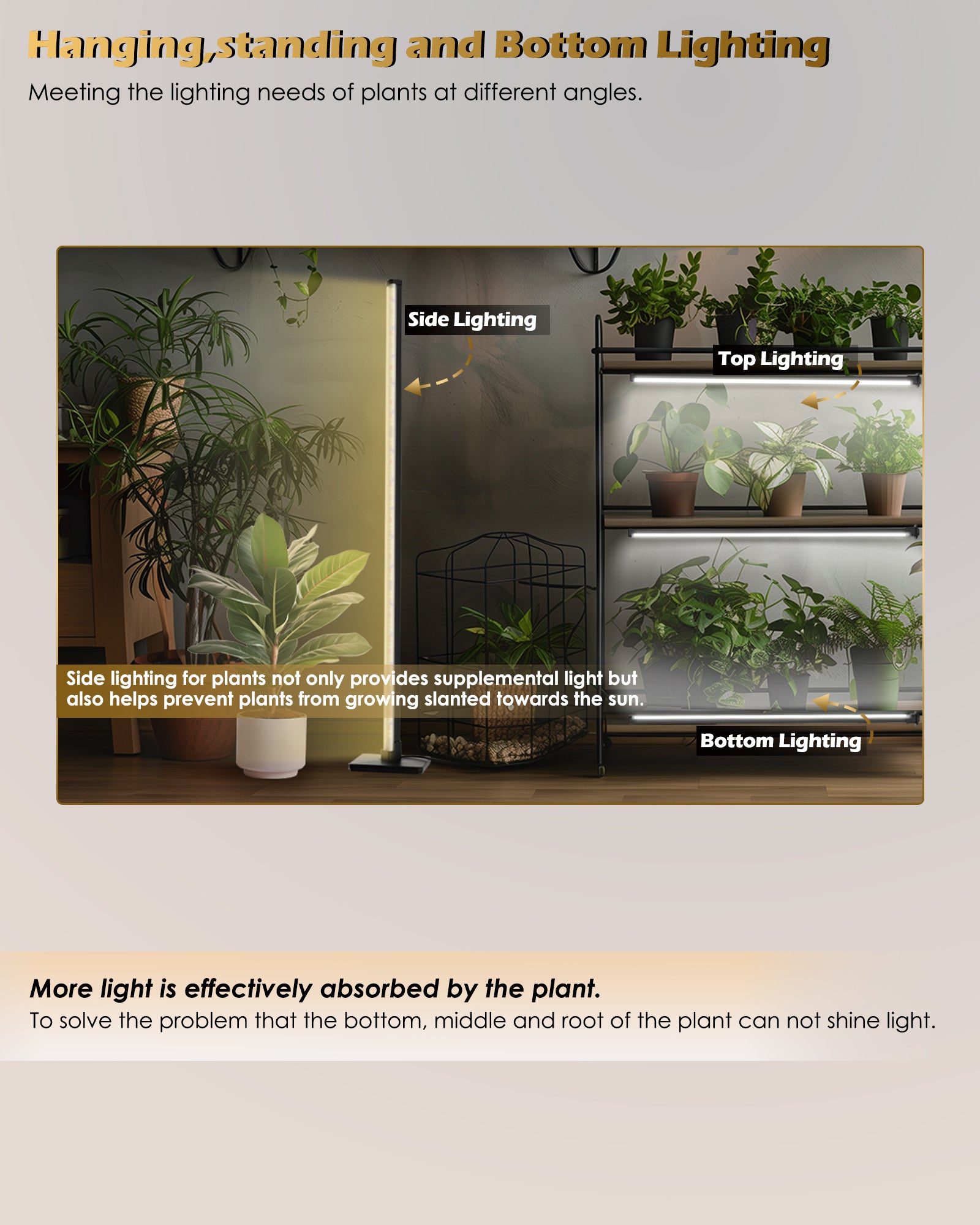 Full Spectrum Plant Grow Lights (60 in)36W Hanging and Standing Auto-Timer Wide Area Coverage in Indoor Plants