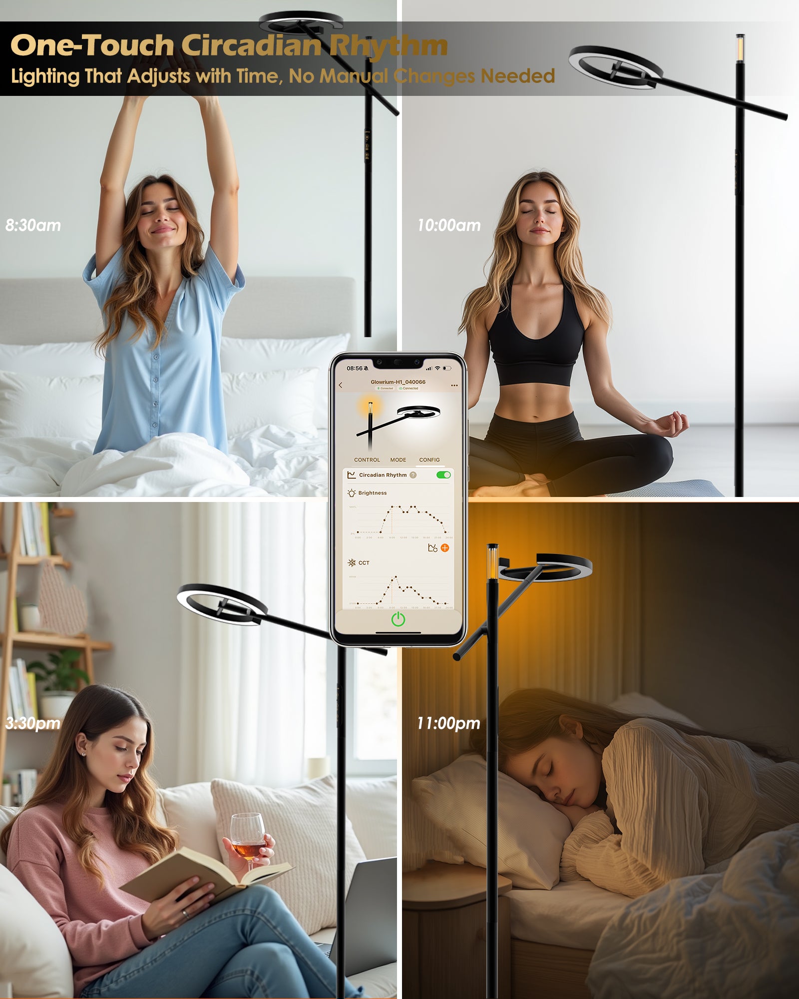 Smart Home Floor Lamp-H1 With APP Control &amp; Stepless Dimmable